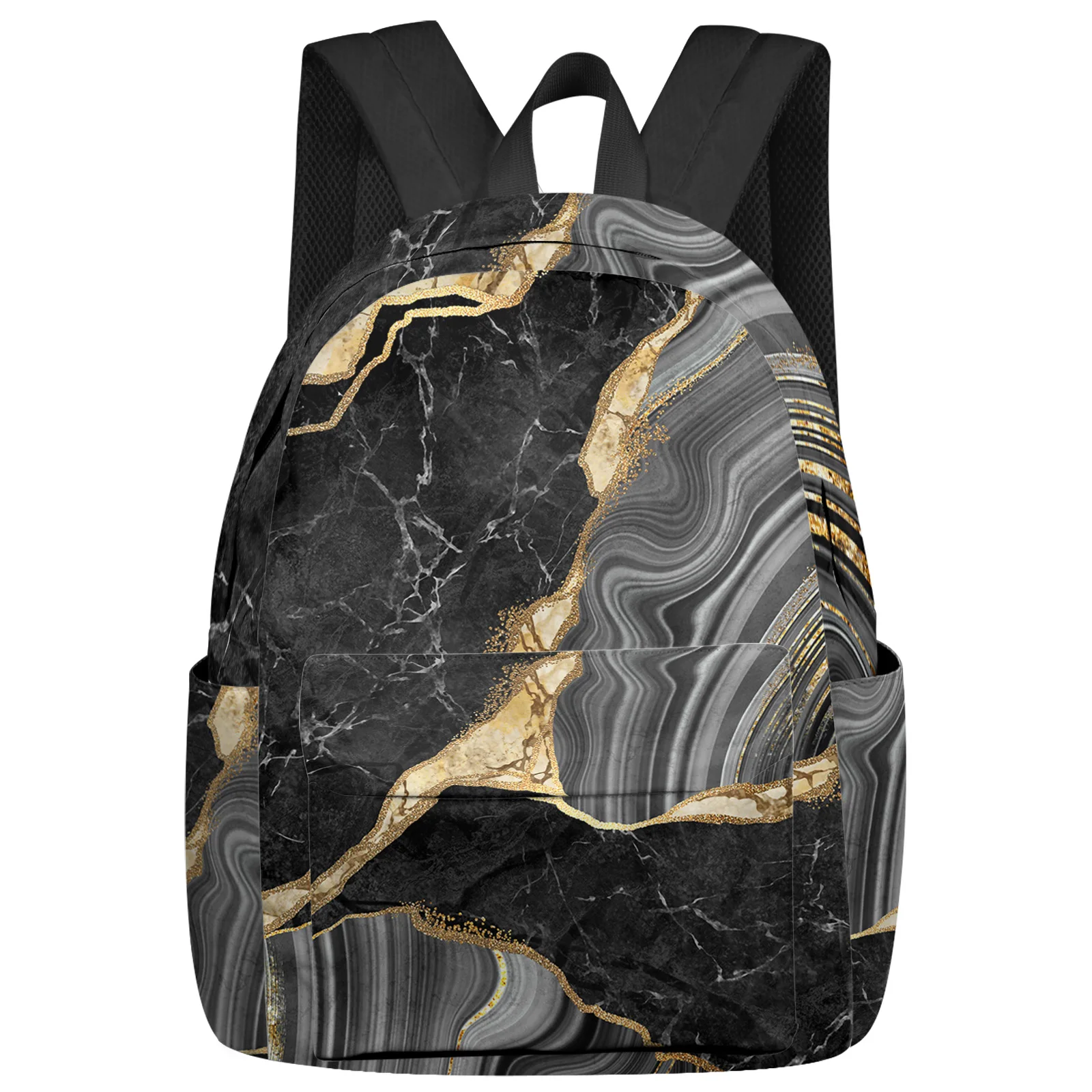 

Black Marble Texture Backpack School Bags for Teenagers Girls Students Laptop Bag Women's Casual Travel Backpack