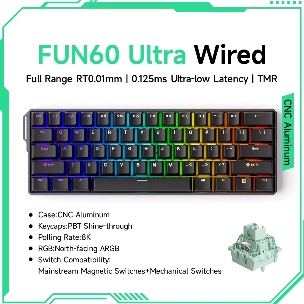 【美品】MONSGEEK FUN60 ultra SP ホワイト FUN60 Ultra Magnetic Switch Keyboard - MonsGeek
