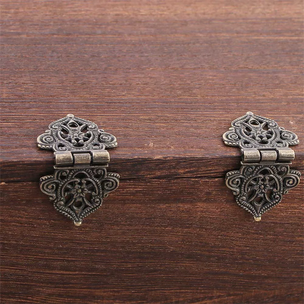Antique Bronze Mini Lace Hinge Small Decorative Jewelry Wooden Box Cabinet Door Butt Hinges 1/2Pcs furniture hinge wooden box hinge cabinet door hinges cabinet hinges brass hinges bronze butterfly hinges