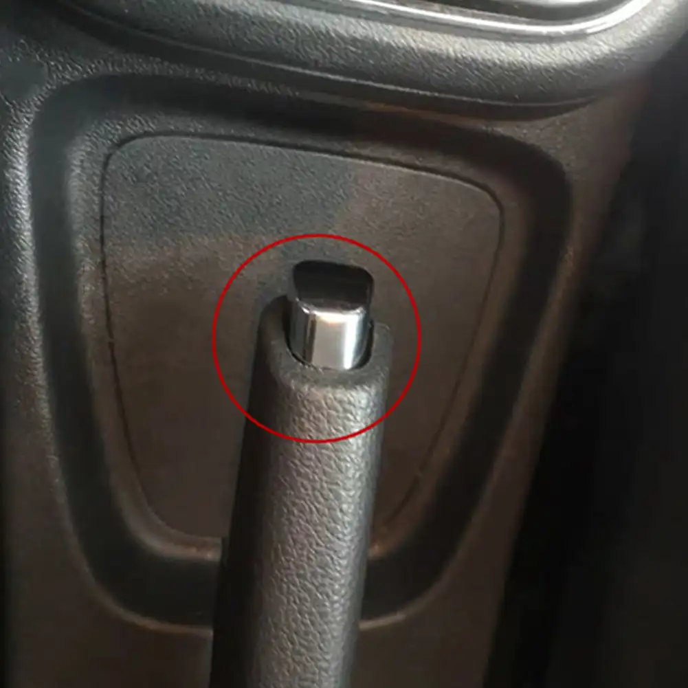 Handbrake Button Cover Car Interior Hand Brake Button Trim Cover Chrome Handbrake Lever Parking Button Cap Silver Accessories for Polo Cross 6RD711333A