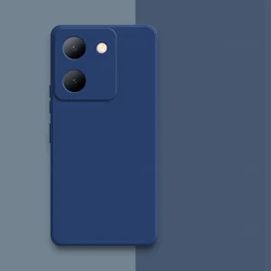 Square Liquid Silicone Soft Case - Solid Full Cover for Vivo V29 Lite 5G (Blue)