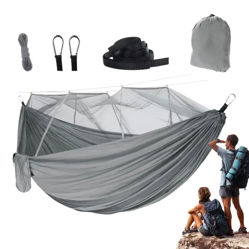 

Портативный гамак, высокая плотность, сетка 210T, нейлон, дерево, гамаки для улицы с нахлыстом, портативные гамаки для походов с 2
