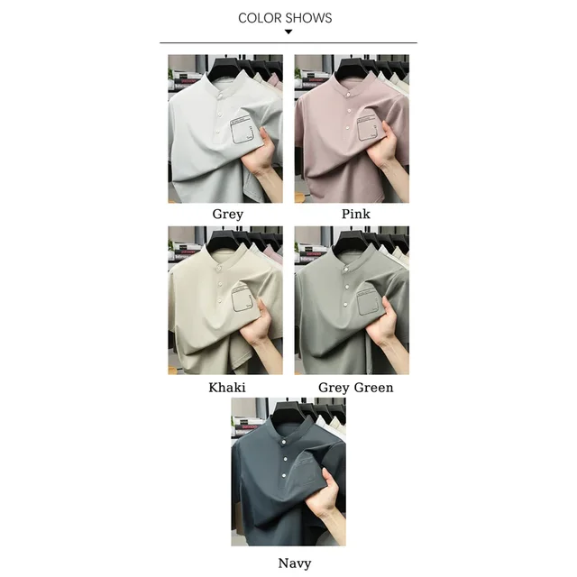 BROWON Brand 2025 Summer Clothes Man T-Shirts for Man Short Sleeve Collared Men T Shirt Tops for Father Tee Shirt Luxe 3