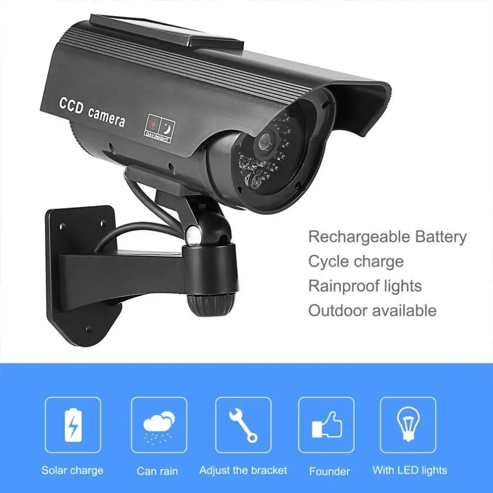 

Dummy Solar CCTV Camera Hoge Simulatie Fake Camera Led Rood Licht Knipperen Outdoor Home Security Surveillance Camera