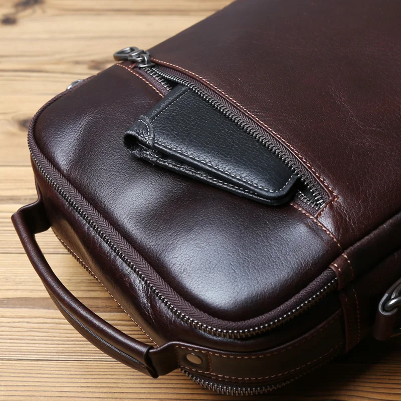 NZPJ Genuine Leather Men Shoulder Bag Natural Cowhide Crossbody Bag Business Fashion Small Backpack Suitable For 10-inch IPad