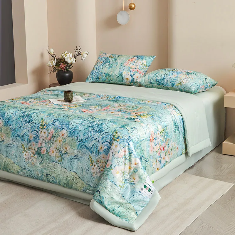 1pc Skin-friendly Quilts Soft Duvet Single/Double/Queen Size Comforter Quilted Blanket Home Bedspread 여름이불 (No Pillowcase)