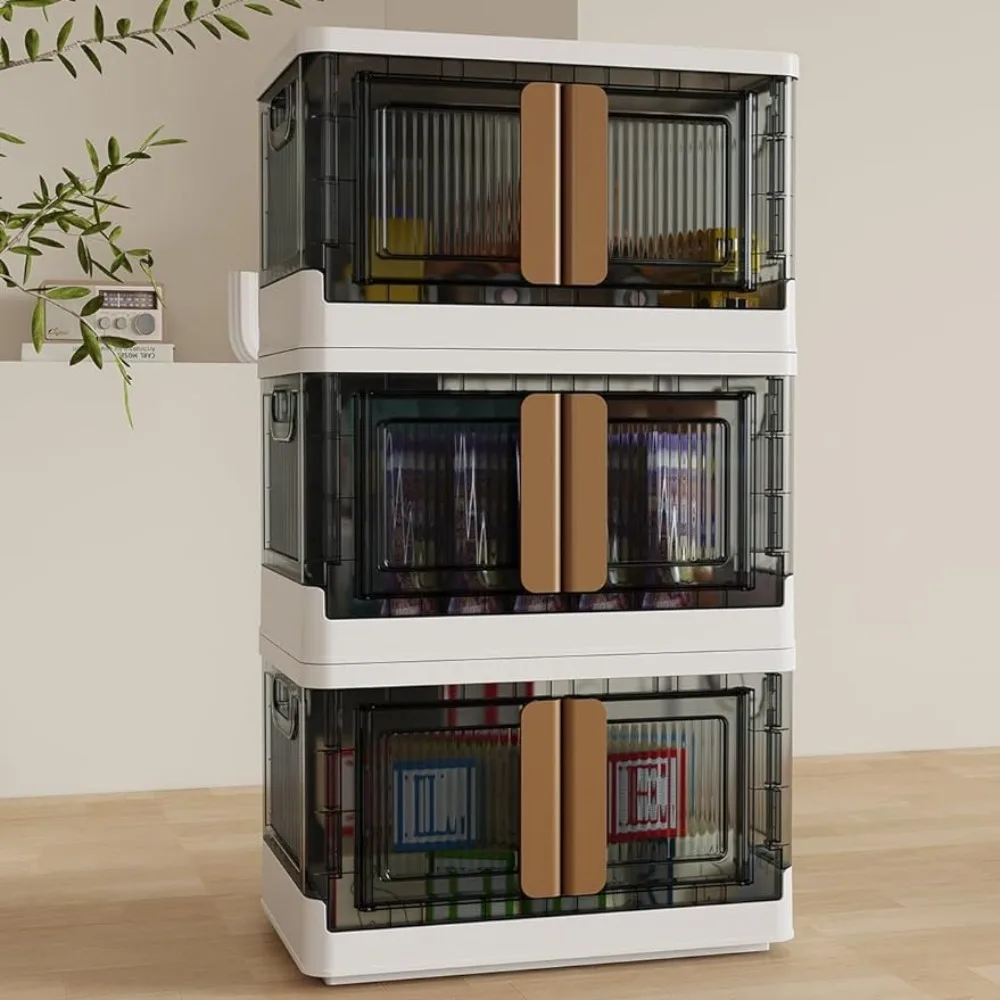 

Wooden Box 3 Packs 19 Gal Plastic Storage Bins for Closet Organizers and Storage Bins With Wheels Shoe Rack Makeup Organizer