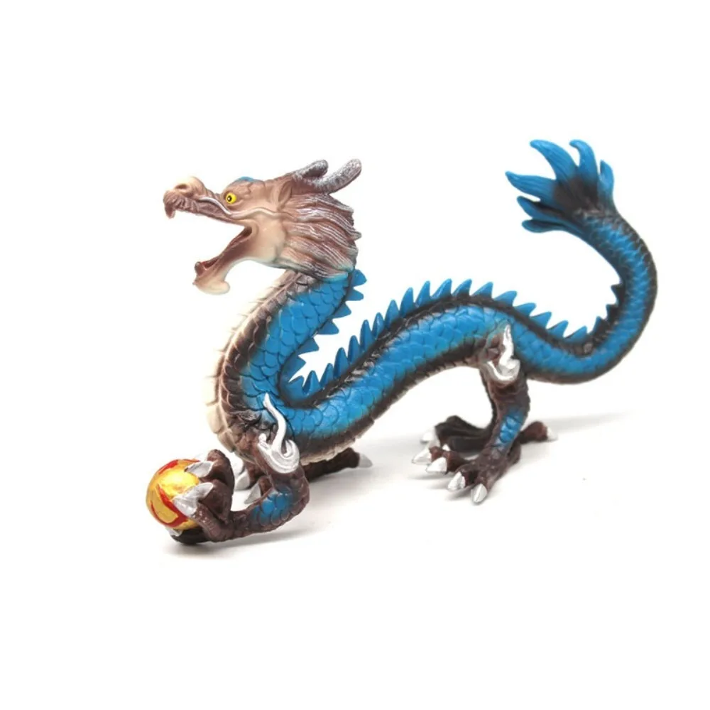 Ice Flying Dragon Mythical Figurine - Fire-Breathing Western Beast PVC Toy Ornament