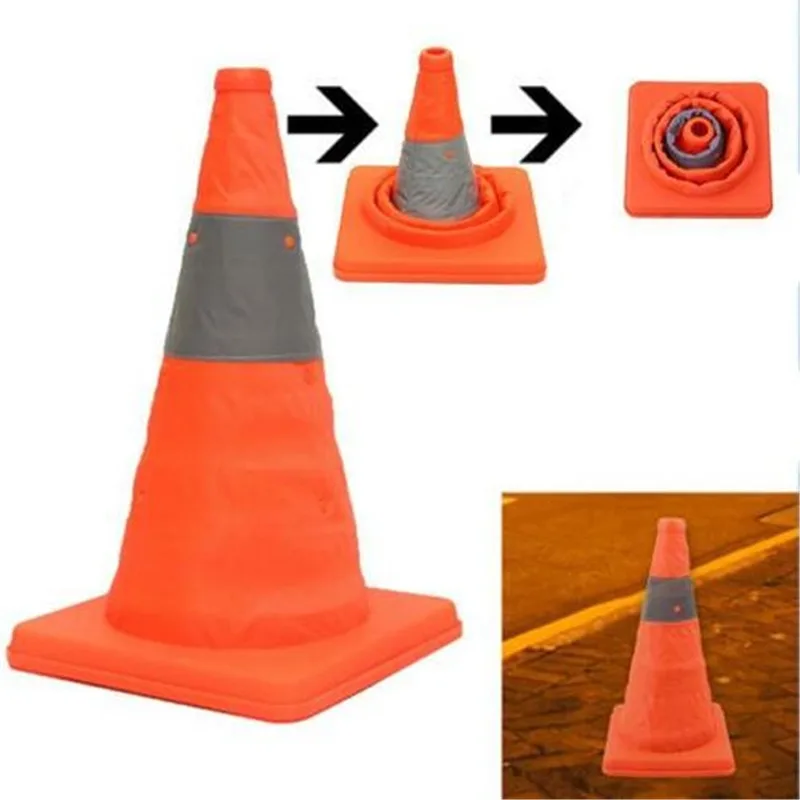 35 cm hohe, zusammenklappbare Verkehrskegel, Mehrzweck-Pop-up-reflektierender Sicherheitskegel, faltbarer Straßenkegel aus weichem Material