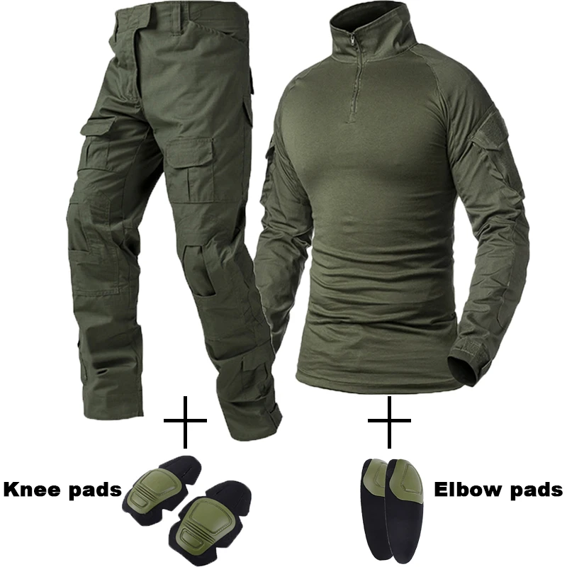 Tactical Suits Military Uniform Suits Camo Hunting Shirts Cargo Pants with Pads Airsoft Paintball Hunting Clothes Sets Outdoor