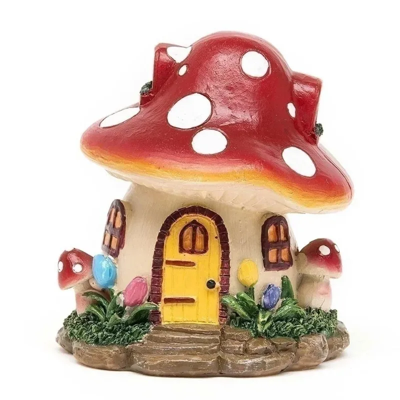 Cute 8.5cm*10cm Mushroom House Miniature Resin Fairy Garden Flower Potted Craft Home Decoration Ornaments