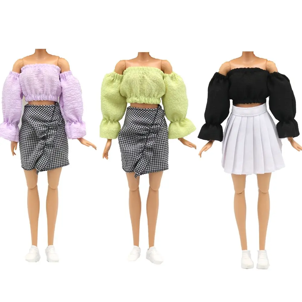 Fashion Doll DIY Dress-Up Set - Bodysuit, T-shirt, & Skirt Outfit