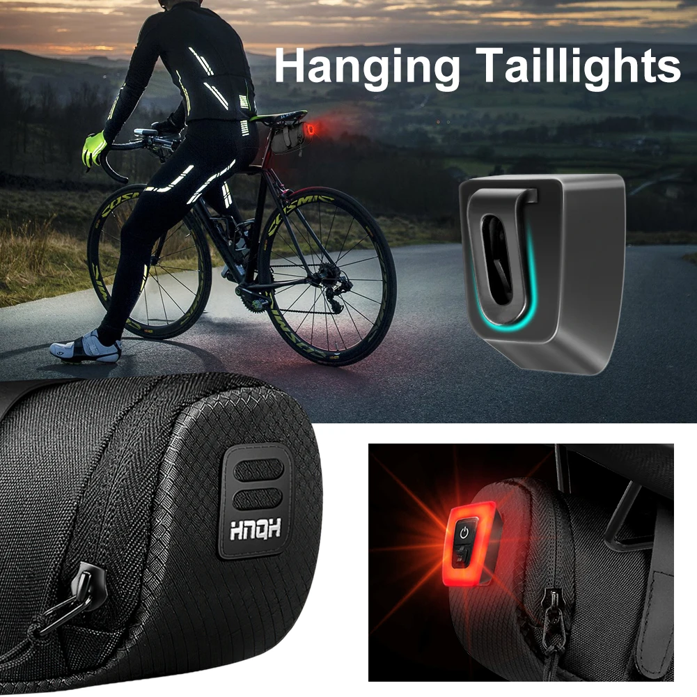 Bicycle Rear Light USB Rechargeable Bike Saddle Bag Waterproof MTB Road