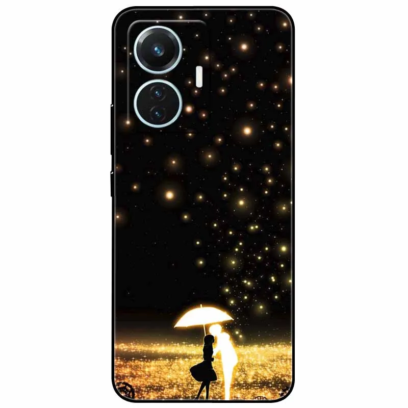 Starry Moon Black Silicone TPU Shockproof Case Cover