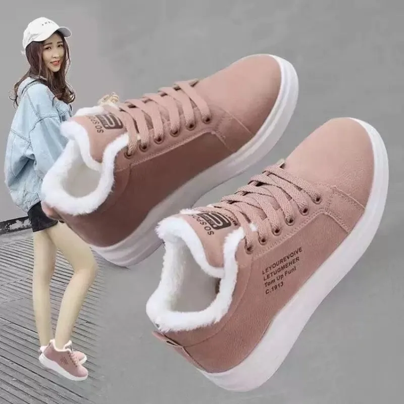 Winter Boots Women Ankle Boots Warm PU Plush Winter Woman Shoes Sneakers Flats Lace Up Ladies Shoes Women Short Snow women snow boots women ankle boots