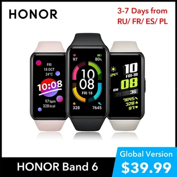 HONOR Band 6 Blood Oxygen Smart Watch Heart Rate Stress Monitor 1.47 AMOLED Screen Fitness Bracelet Waterproof Smartband for Men 1