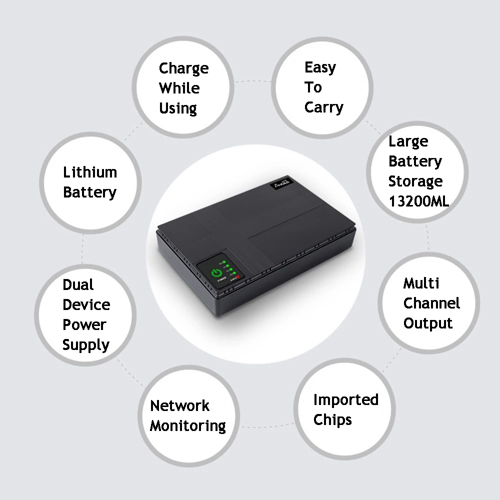 DC1036P 36W UPS Backup Power Supply For Router Optical Cat Monitor Phone 5V9V12V24V DC UPS Uninterruptible Power Supply 10400MAH