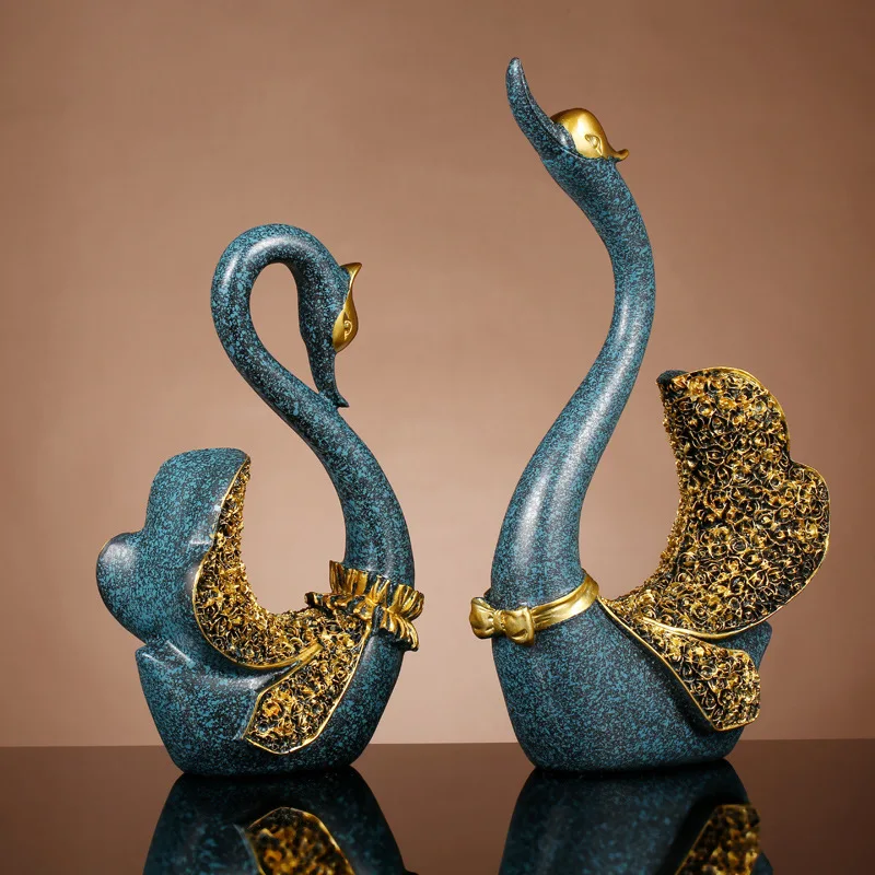 

European wine cabinet TV cabinet living room home decoration birthday wedding gift resin swan ornaments