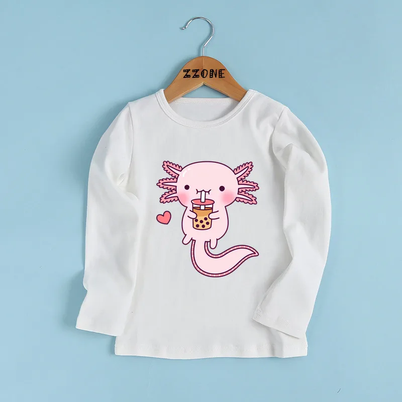 

Cute Space Axolotl Cartoon Print Kids T shirt Children Funny Fish Kawaii Clothes Baby Boys and Girls Long Sleeve T-shirt,LKP2315