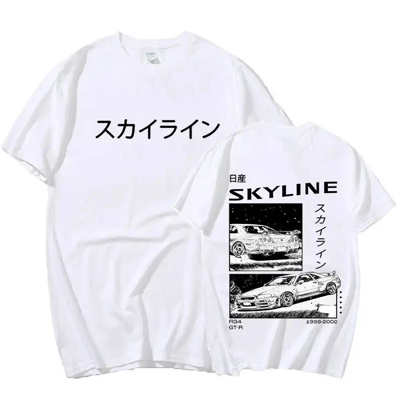 

Summer Men's Cotton T-shirt Drift Japan Anime AE86 Infinist D Men's Casual T-shirt Unisex R34 Skyline GTR JDM Printed T-shirt