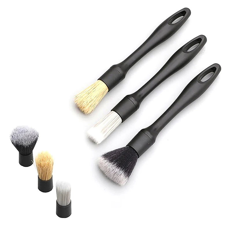 3PCS Car Detailing Brush Set Super Soft Auto Interior Detail Brush With Synthetic Bristles Car Dash Duster Brush Accessories