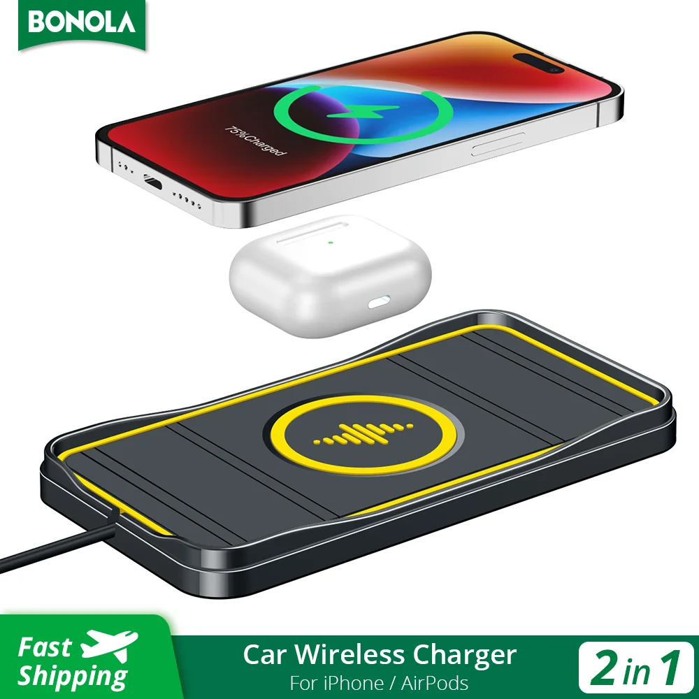 Bonola 15W Car Phone Wireless Charging Silicone Nonslip Mat for Benz