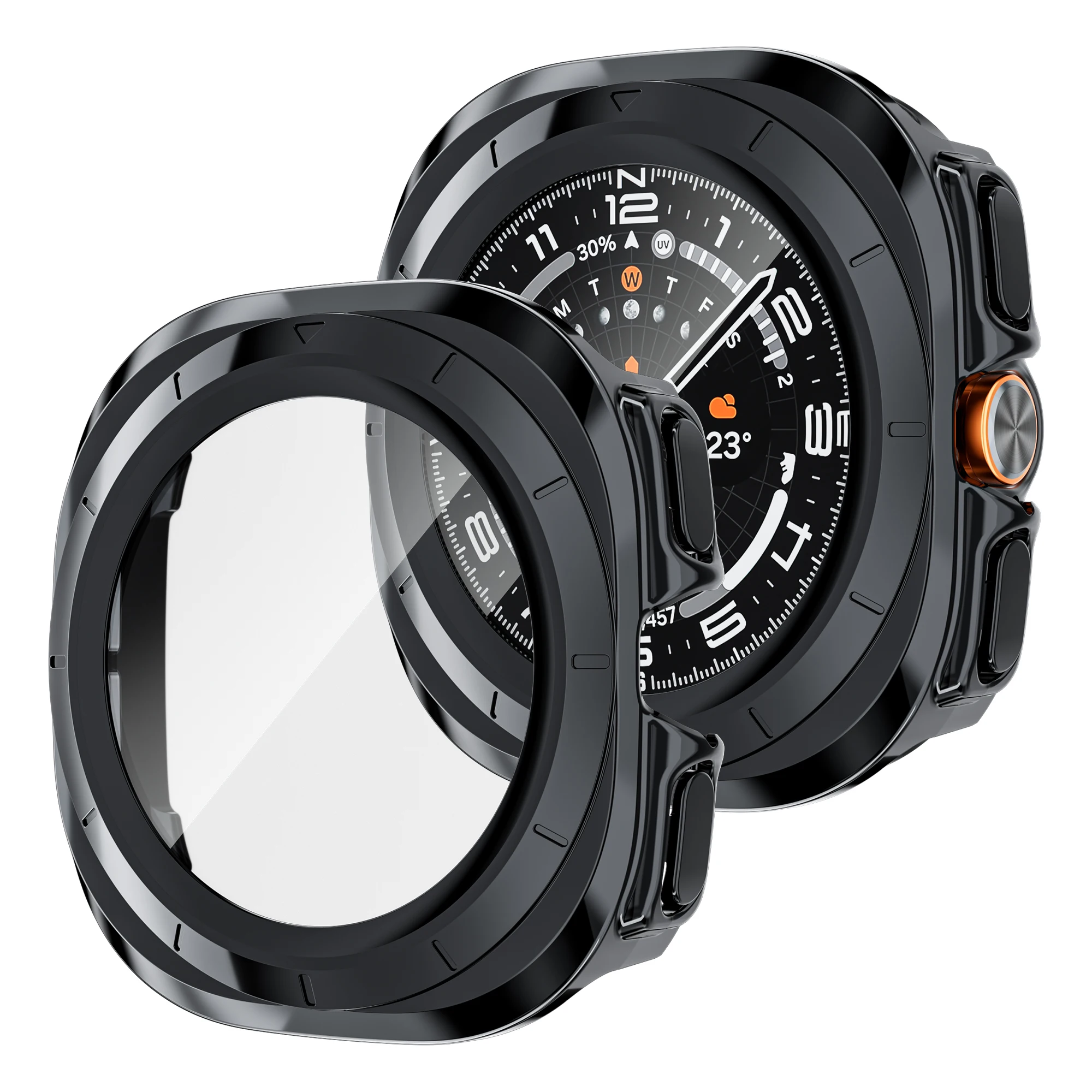 Premium Tempered Glass Screen Protector & Hard PC Bumper Case for Samsung Galaxy Watch Ultra