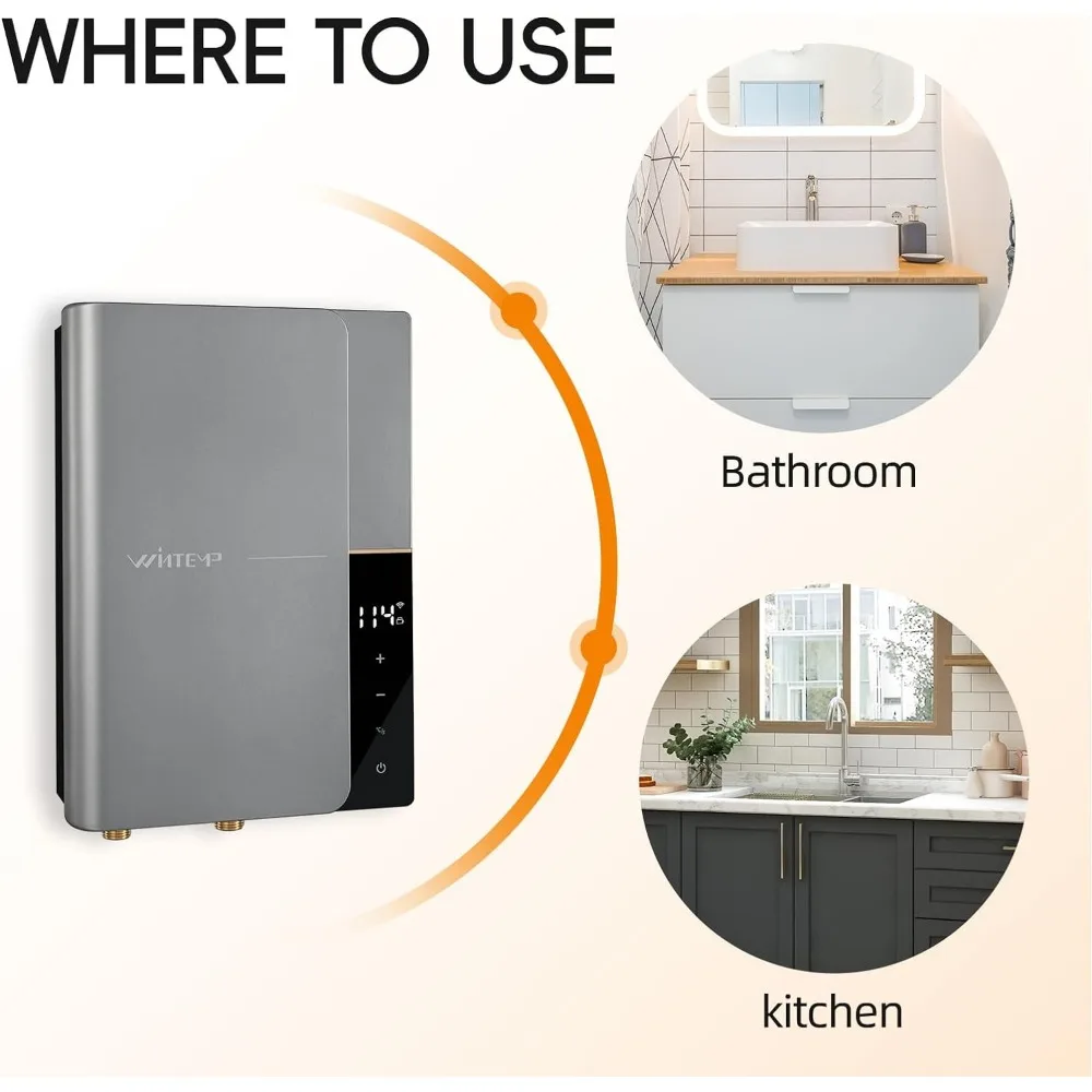WINTEMP Tankless Water Heater Electric 8KW 240Volts, Endless On-Demand Hot Water, Self Regulating-Wigital Temperature Display