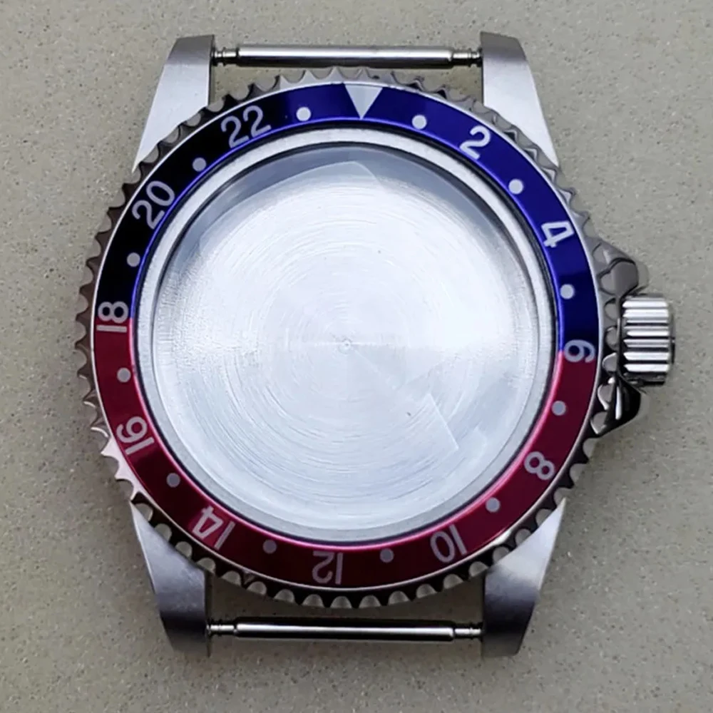 

Часы в ретро стиле, 39,5 мм, акриловое купольное стекло для NH35 NH36, автоматическое движение, Алюминиевая Вставка в красную и синюю рамку, винтажная модель NH35