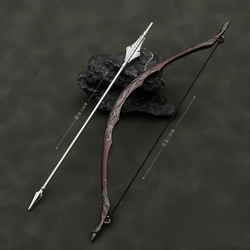 Movies Weapon The Prince of Elves Bow and Arrow 18cm Metal Pendant Accessories Keychain Medieval Weapon Model Gift Toys for Boys 3