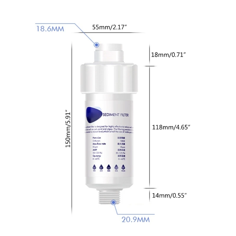 Water Purifier Inline Carbon Filter Long Lasting Water Filter Cartridge Improve Quality Easy Installation Durable