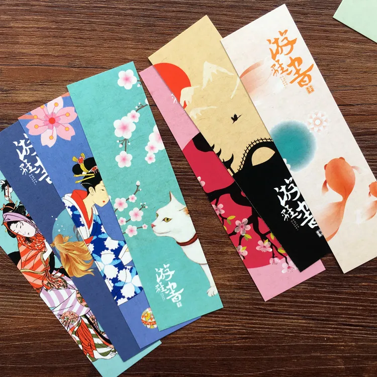 Cute Kawaii Paper Bookmark Vintage Japanese Style Book Marks for Kids Student School Office Stationery 30 Pcs/Set