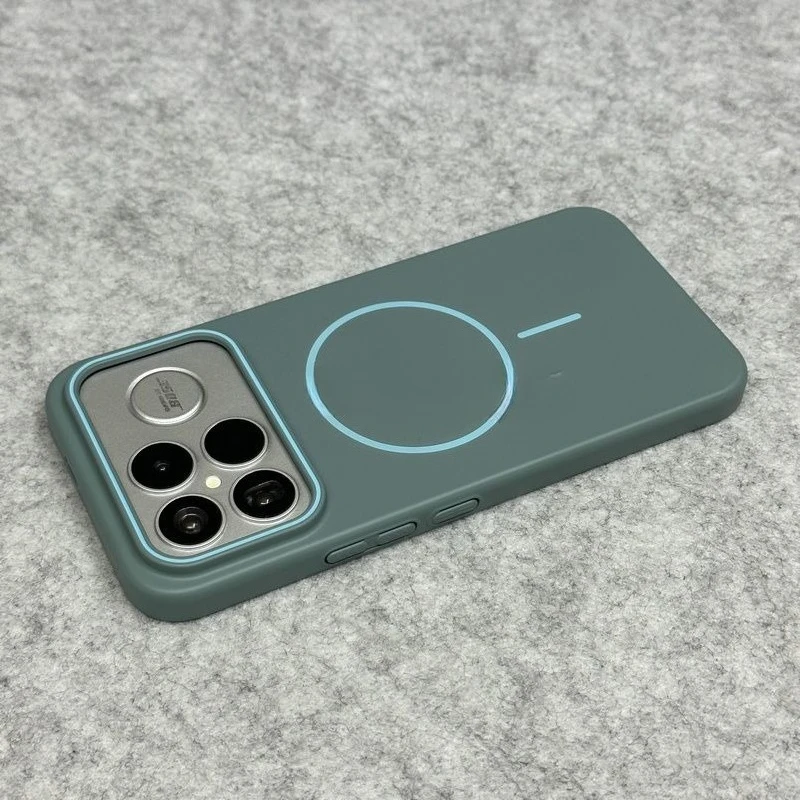 Magnetic Solid Color Liquid Silicone Shockproof Phone Case