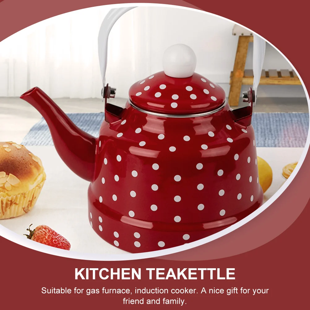 Dot Coffee Pot Stovetop Kettle Flower Tea Small Creative Enamel Teapot for Modern Gas Pots