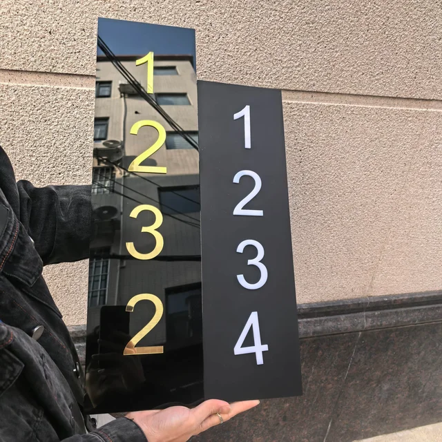 ป้ายเลขที่บ้านอะคริลิคแบบด้าน สไตล์โมเดิร์น ป้ายเลขที่อยู่กลางแจ้ง กันน้ำ ป้ายติดประตูขนาดใหญ่ แนวตั้งและแนวนอน 1