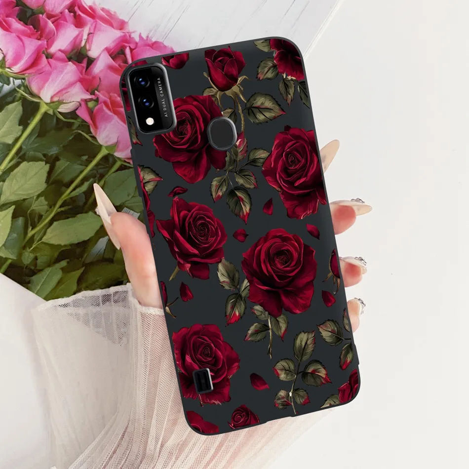 Charming Floral Butterfly Cat Black Silicone Phone Case