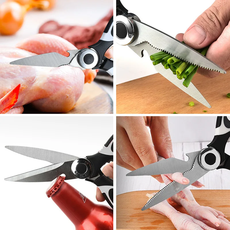 New Kitchen Scissors Chicken Bone Scissors with Cover Stainless Steel Heavy  Duty Multipurpose for Opening Bottle Nutcracker