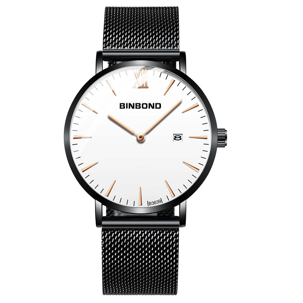 BINBOND Business Quartz Movement Men's Watch Minimalist Style Design Automatic Date Fashion Dial Design Leather Strap 2021 New robot b2 series for samsung galaxy tab a8 10 5 2021 2022 contrast color pc silicone tablet cover kickstand design protective case navy blue yellow green