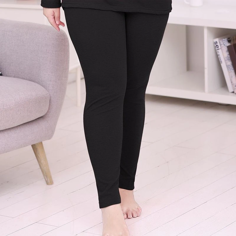 2023 Winter Solid Color Warm Plus Velvet Women's Set Round Neck Long Sleeve Thermal Underwear Tops and Comfortable Long Johns