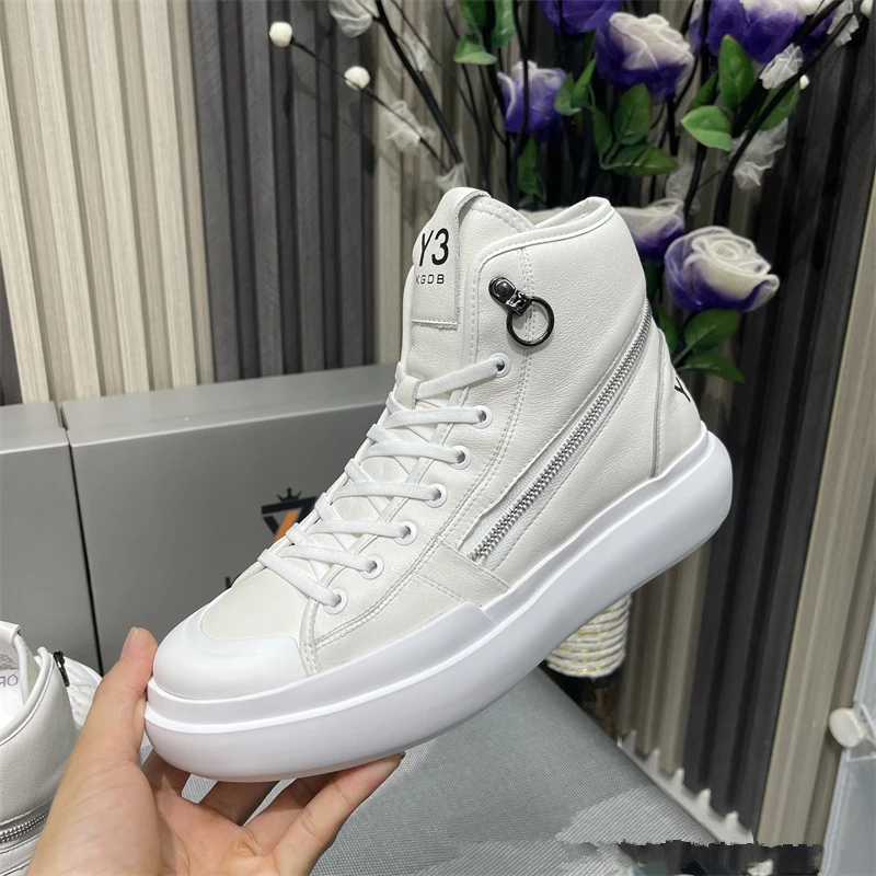

Ankle boots Unisex platform cowhide men's sneakers Real leather casual women sports shoes outdoor