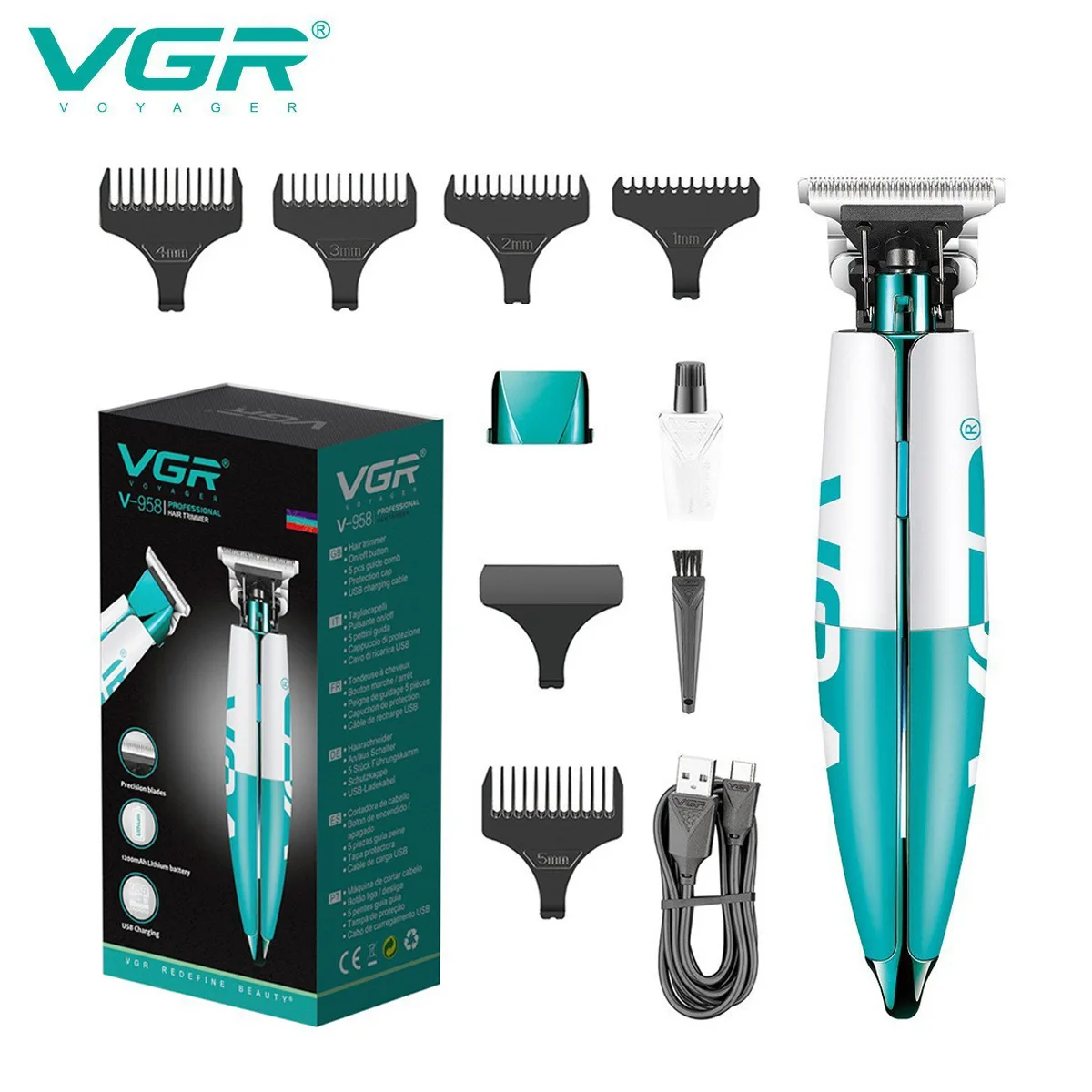 

VGR Hair Clipper Rechargeable Hair Trimmer Cordless Hair Cutting Machine Edgers Cutter Barber Portable Clipper for Men V-958