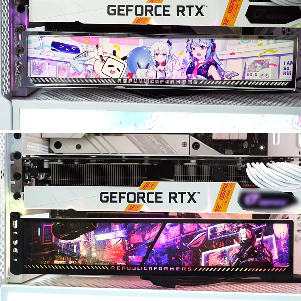 Suporte Rgb Vga Personalizado para pc Gaming Cabinet Painel de Iluminação Decorativo Suporte Gpu Anime Aura Sync Rtx 3090 4090 Mod 4080 4090 - Imagem 3