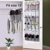 1x 24 Grid Wall-mounted Sundries Shoe Organiser Fabric Closet Bag Storage Rack Mesh Pocket Clear Hanging Over The Door Cloth Box 4