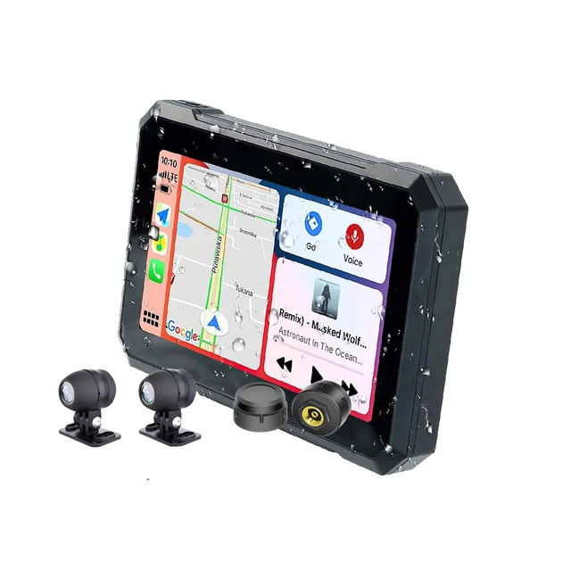 The latest 7-inch motorcycle CARPLAYGPS navigator with camera and tire pressure