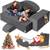 Modular Kids Play Couch,Upgraded Play Couch Convertible Rocking Horse,Sectional Kids Sofa Couch with Star Moon for Kids 1
