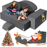 Modular Kids Play Couch,Upgraded Play Couch Convertible Rocking Horse,Sectional Kids Sofa Couch with Star Moon for Kids 1