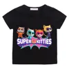 SuperKitties Summer 100% Cotton T-shirt Boy Cartoon Pride Tshirt Short Tops Y2k One Piece Print Anime Tees Kids Clothes Girls 4