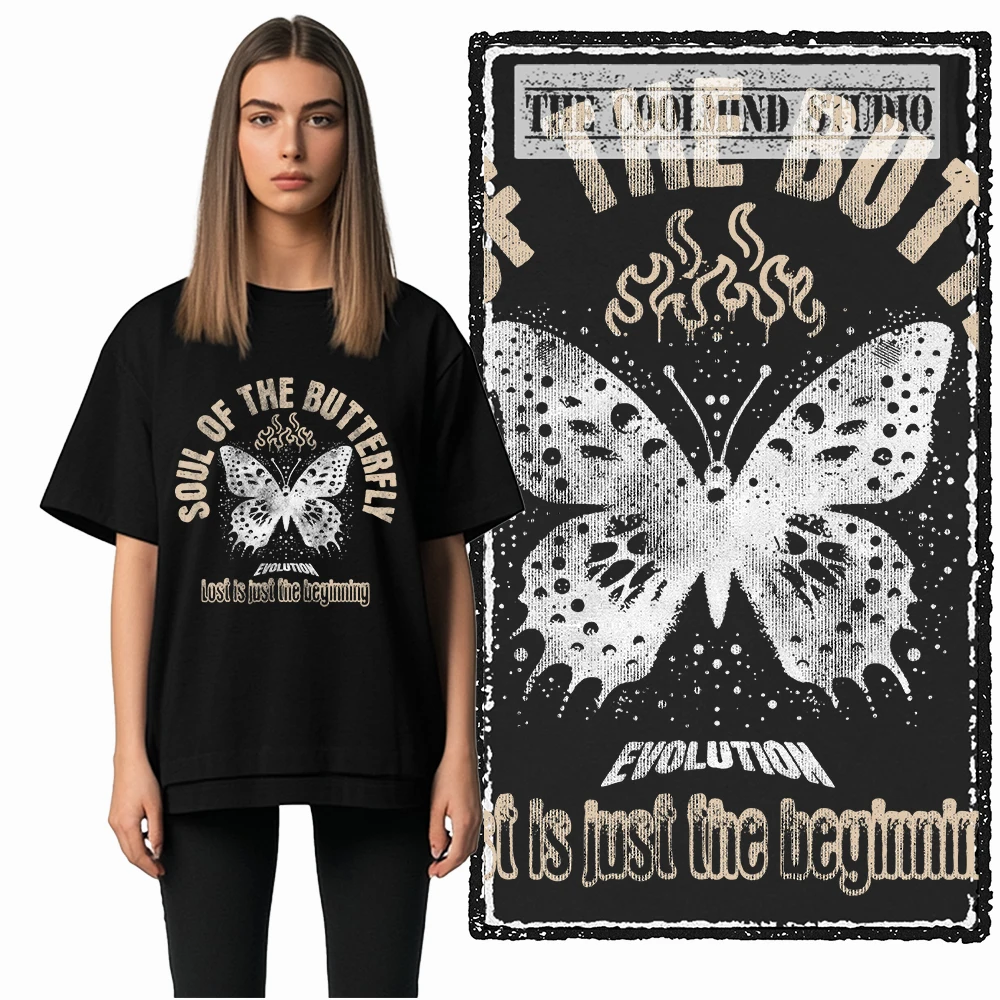 Coolmind X0122 Free as a Butterfly 100 % Baumwolle, exklusives grafisches Herren-T-Shirt, große Streetwear-T-Shirt für Herren, T-Shirts – Detail 6