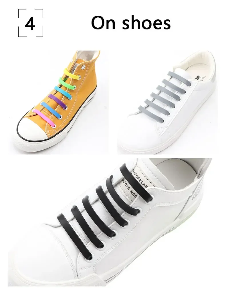 12 Stück Silikon-Schnürsenkel Ohne Binden Elastische Schuhbänder für Kinder & Erwachsene Spezielle Gummi-Sneaker-Schnürsenkel Einfaches Schnürsystem – Detail 8