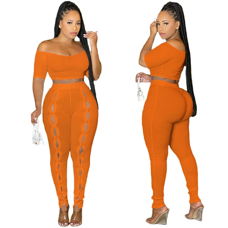 5PCS Sexy Pants Sets Women Outfits Two Piece Set Bulk Items Wholesale  Hollowed Out Slim Trousers Short Sleeve Suits M11345 - AliExpress